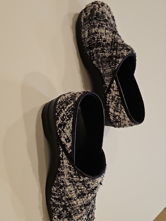 Sanita Danish Black and White Tweed Slip-On Clogs W/back Women's Size 41 - Picture 10 of 12